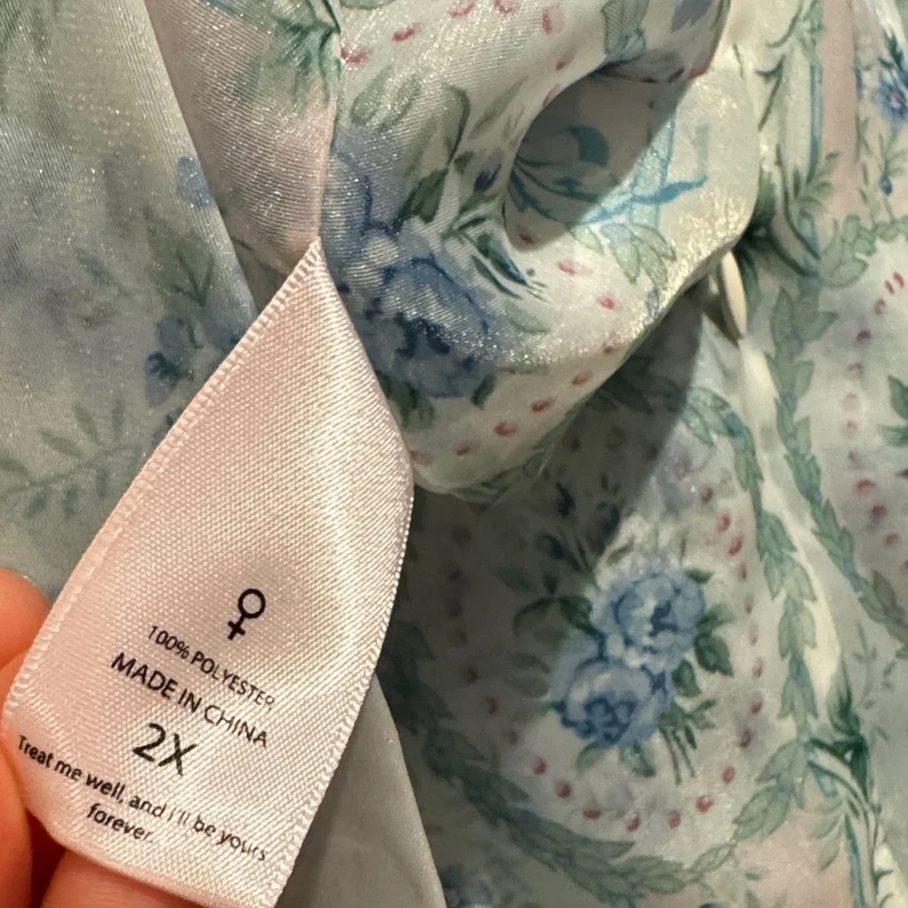 Selkie La Belle Etoile French Puff Sleeve Mini Dress in Soft Blue White Sheer - Picture 15 of 16